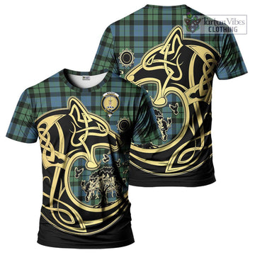 MacKay Ancient Tartan T-Shirt with Family Crest Celtic Wolf Style