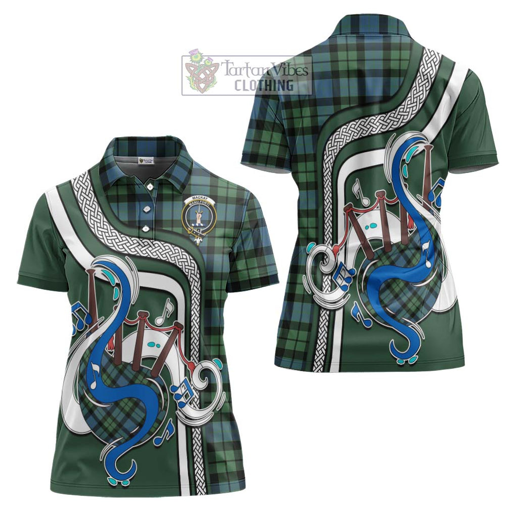 MacKay Ancient Tartan Women's Polo Shirt with Epic Bagpipe Style Women - Tartanvibesclothing Shop