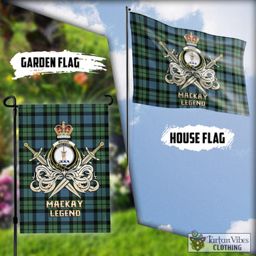 MacKay Ancient Tartan Flag with Clan Crest and the Golden Sword of Courageous Legacy