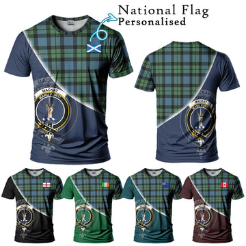 MacKay Ancient Tartan T-Shirt with Personalised National Flag and Family Crest Half Style