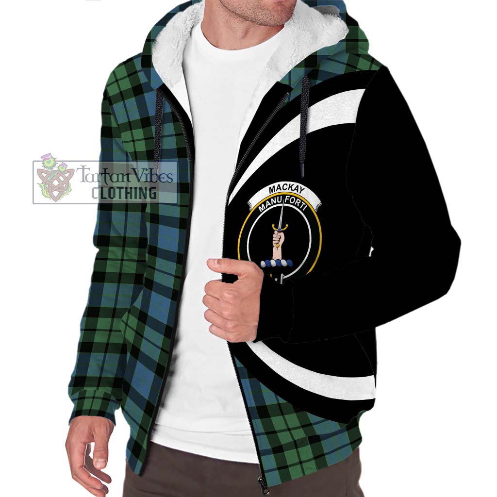 MacKay Ancient Tartan Sherpa Hoodie with Family Crest Circle Style Unisex S - Tartan Vibes Clothing