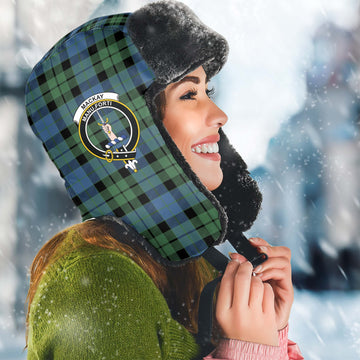 MacKay Ancient Tartan Winter Trapper Hat with Family Crest