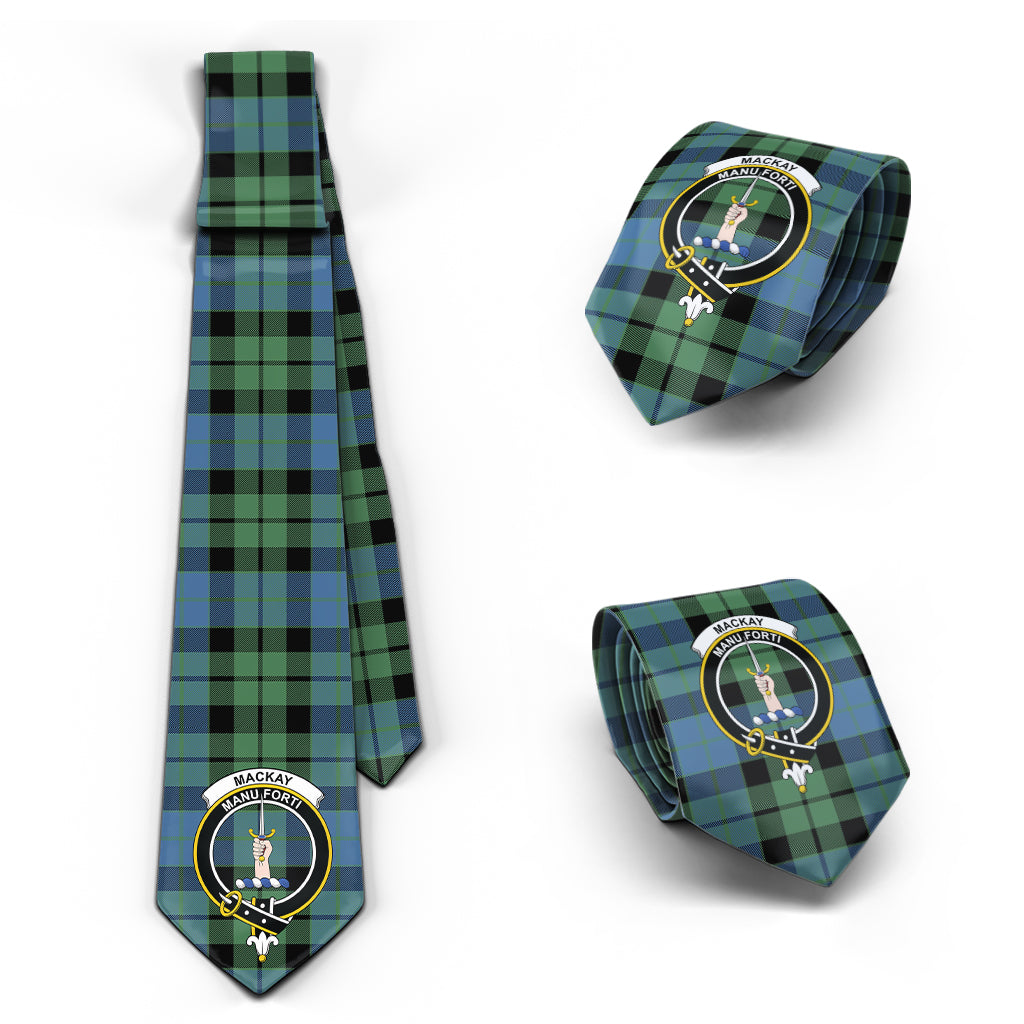 MacKay Ancient Tartan Classic Necktie with Family Crest Necktie One Size - Tartan Vibes Clothing