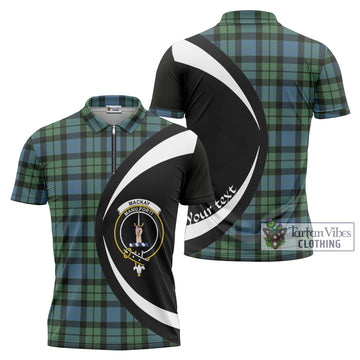 MacKay Ancient Tartan Zipper Polo Shirt with Family Crest Circle Style