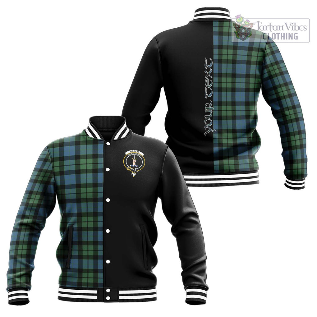 MacKay Ancient Tartan Baseball Jacket with Family Crest and Half Of Me Style Unisex - Tartanvibesclothing Shop