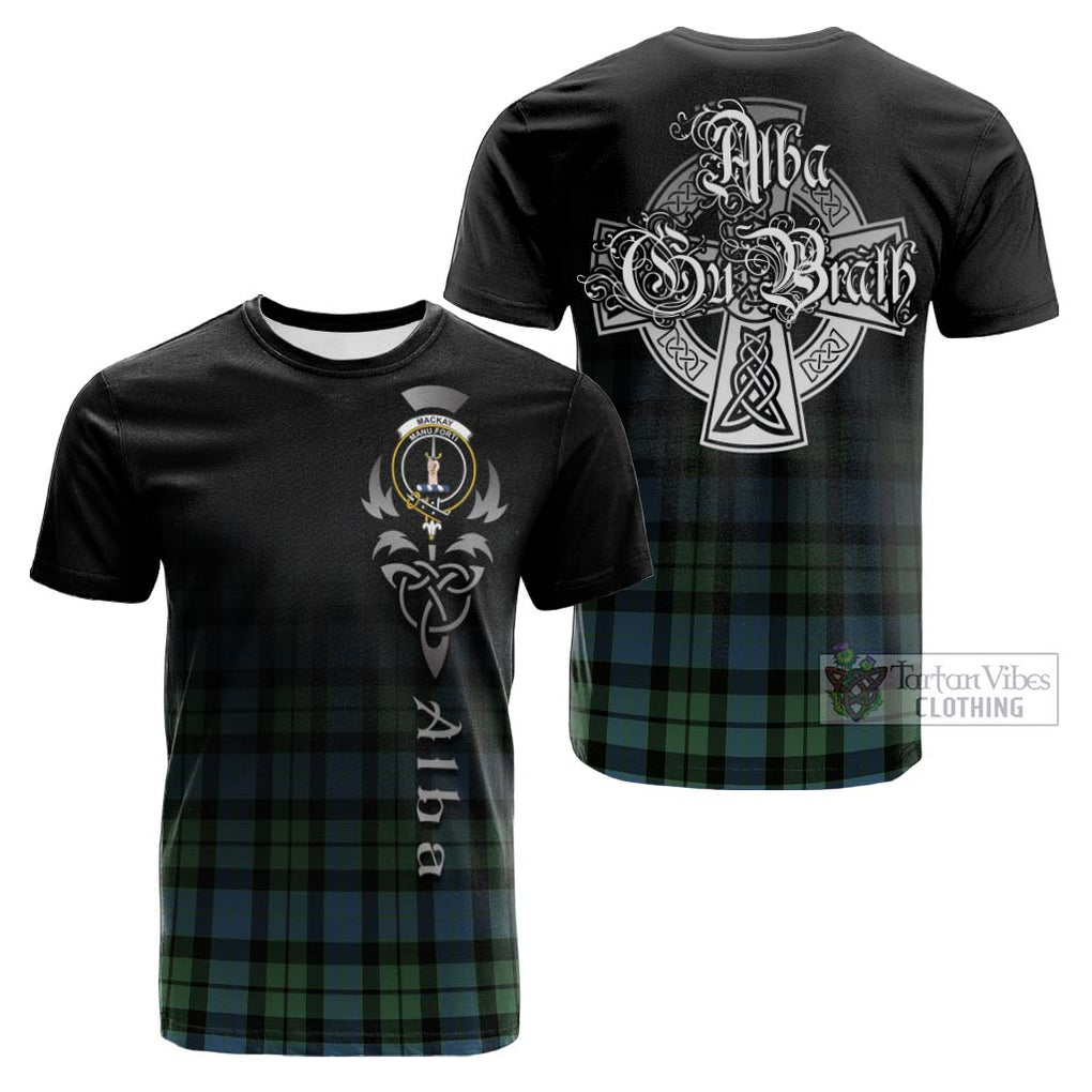 Tartan Vibes Clothing MacKay Ancient Tartan Cotton T-shirt Featuring Alba Gu Brath Family Crest Celtic Inspired