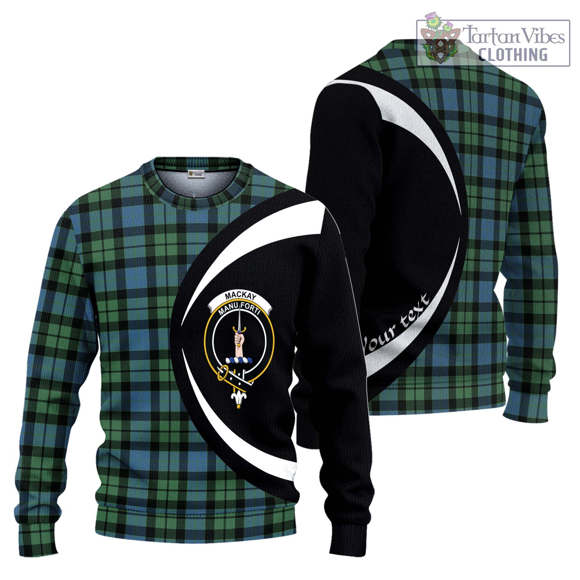 MacKay Ancient Tartan Knitted Sweater with Family Crest Circle Style Unisex - Tartan Vibes Clothing