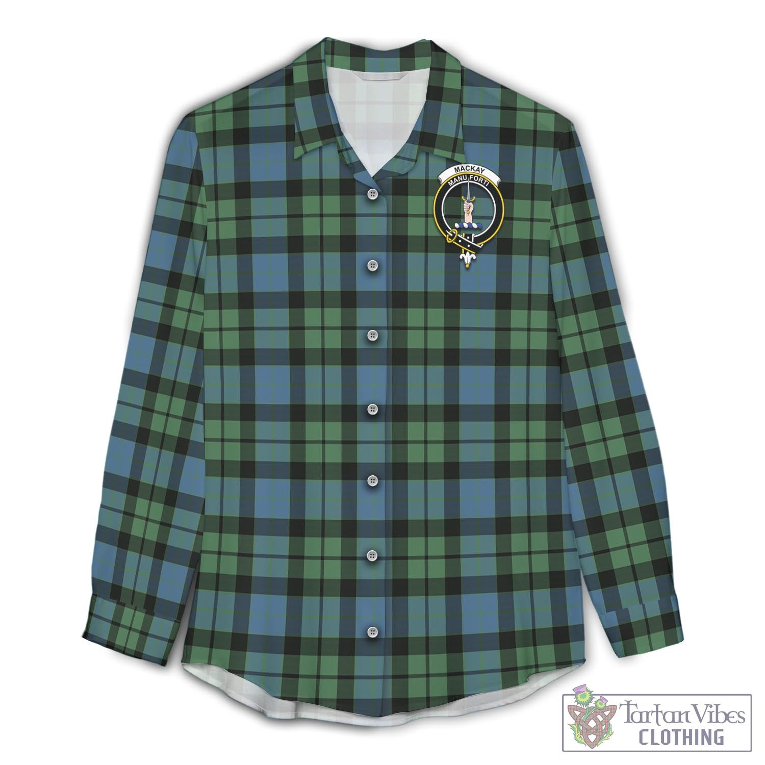 Tartan Vibes Clothing MacKay Ancient Tartan Womens Casual Shirt with Family Crest