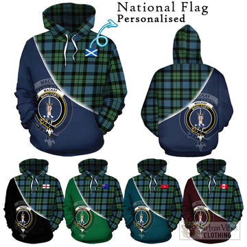 MacKay Ancient Tartan Hoodie with Personalised National Flag and Family Crest Half Style