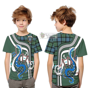 MacKay Ancient Tartan Kid T-Shirt with Epic Bagpipe Style