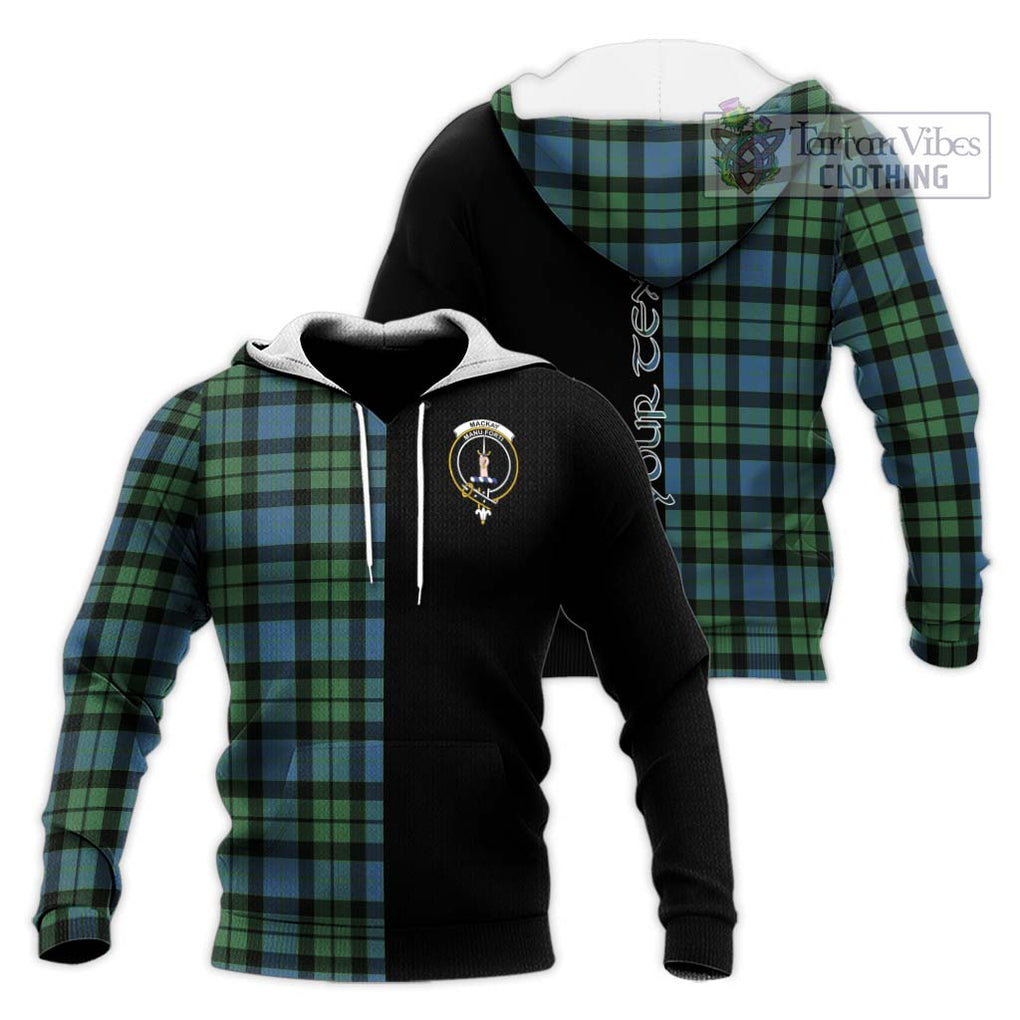 MacKay Ancient Tartan Knitted Hoodie with Family Crest and Half Of Me Style Unisex Knitted Pullover Hoodie - Tartanvibesclothing Shop