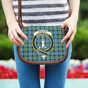 MacKay Ancient Tartan Saddle Bag with Family Crest