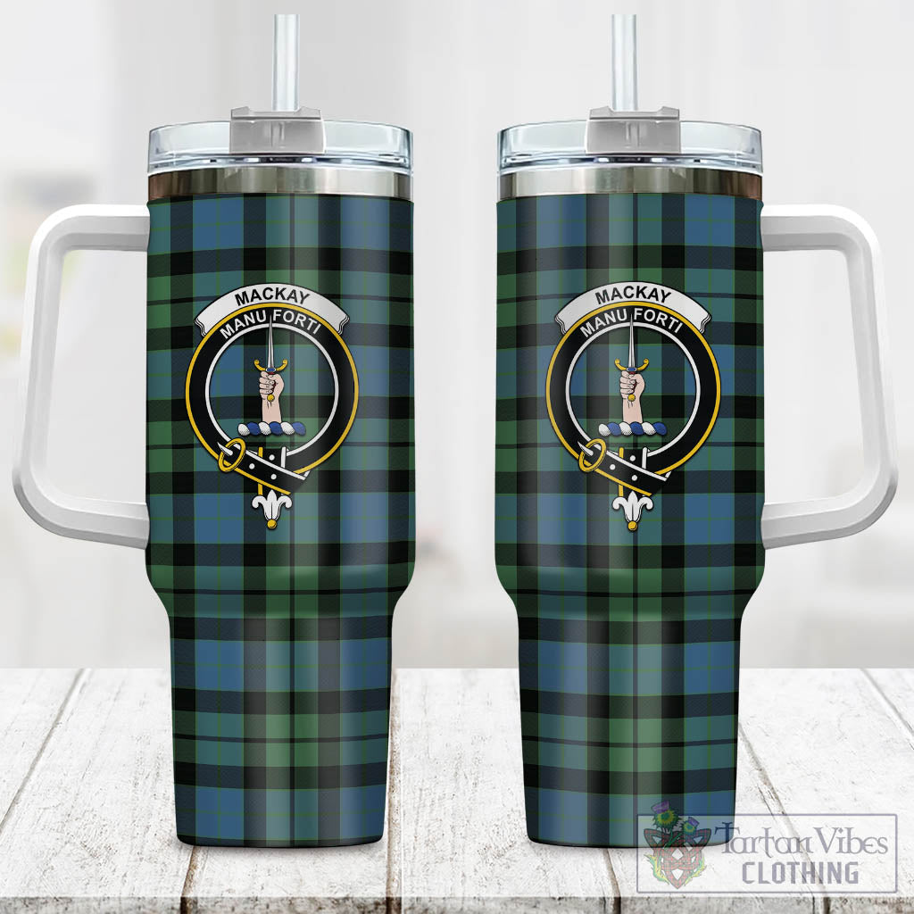 Tartan Vibes Clothing MacKay Ancient Tartan and Family Crest Tumbler with Handle