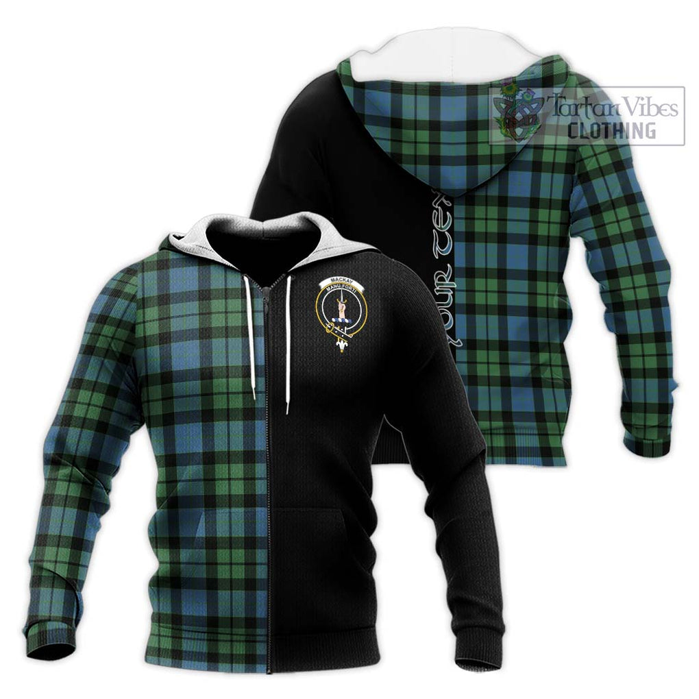 MacKay Ancient Tartan Knitted Hoodie with Family Crest and Half Of Me Style Unisex Knitted Zip Hoodie - Tartanvibesclothing Shop