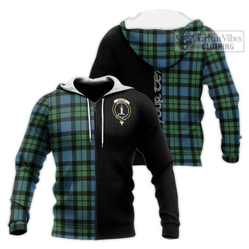 MacKay Ancient Tartan Knitted Hoodie with Family Crest and Half Of Me Style