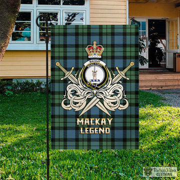 MacKay Ancient Tartan Flag with Clan Crest and the Golden Sword of Courageous Legacy