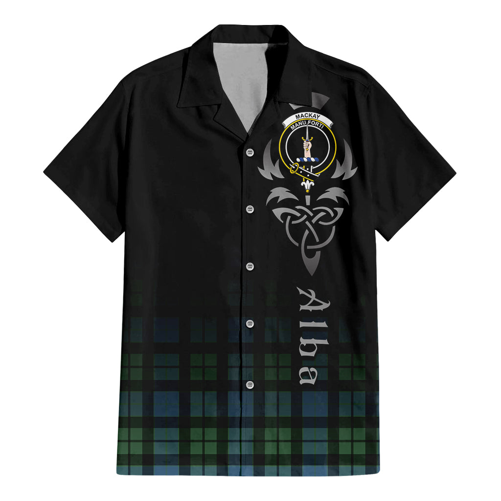 Tartan Vibes Clothing MacKay Ancient Tartan Short Sleeve Button Up Featuring Alba Gu Brath Family Crest Celtic Inspired