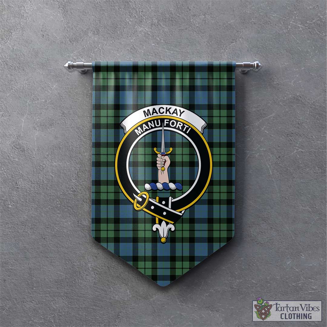 Tartan Vibes Clothing MacKay Ancient Tartan Gonfalon, Tartan Banner with Family Crest