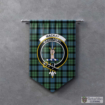 MacKay Ancient Tartan Gonfalon, Tartan Banner with Family Crest