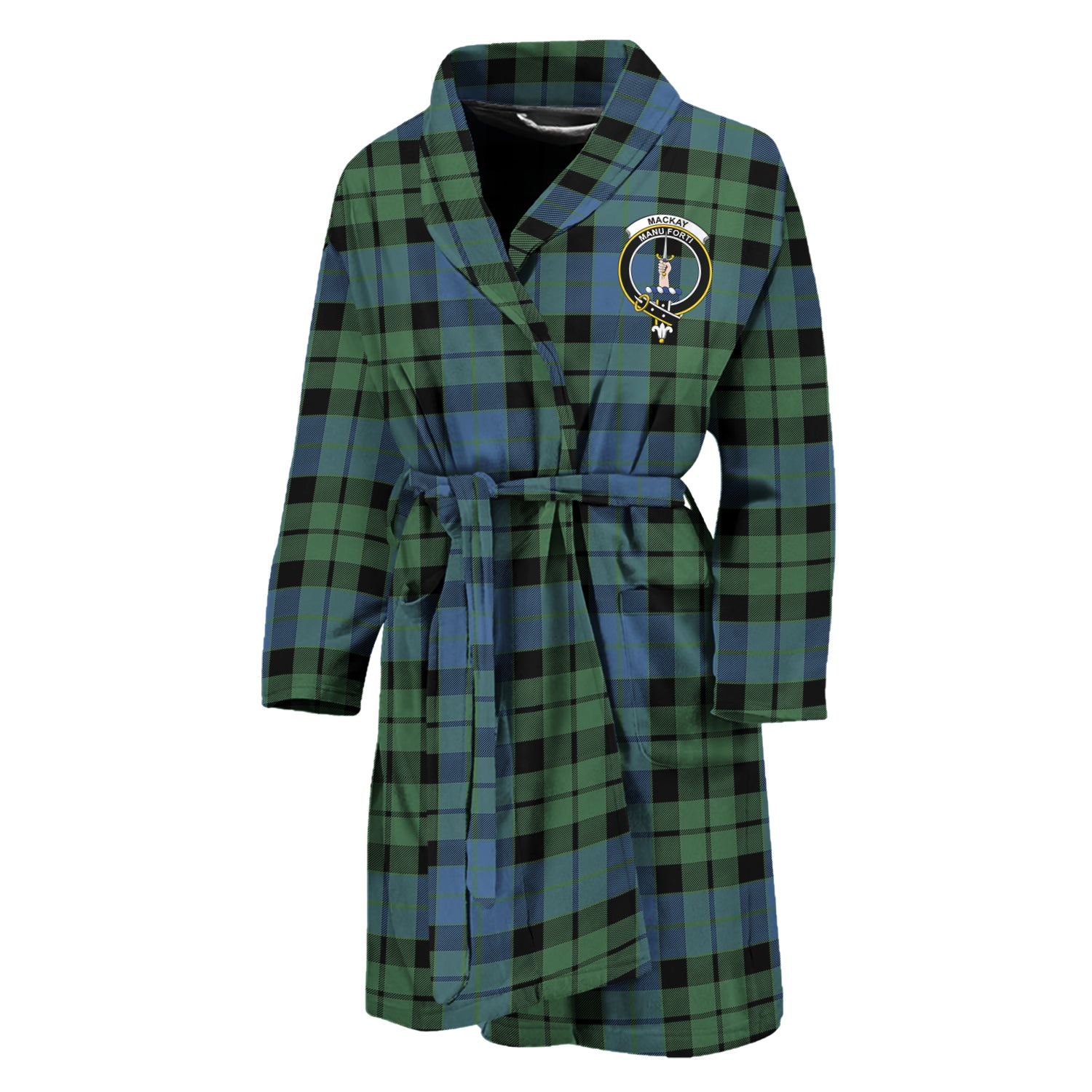 MacKay Ancient Tartan Bathrobe with Family Crest Unisex M - Tartan Vibes Clothing