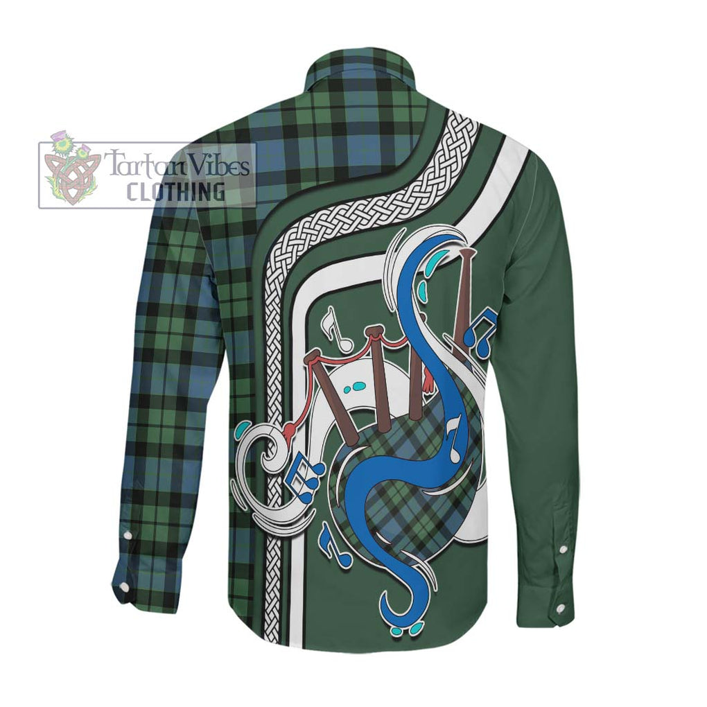 MacKay Ancient Tartan Long Sleeve Button Shirt with Epic Bagpipe Style Men's Shirt - Tartanvibesclothing Shop