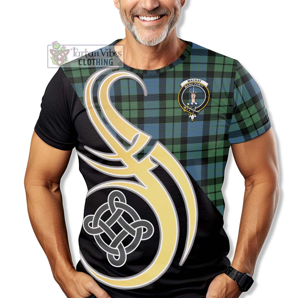 Tartan Vibes Clothing MacKay Ancient Tartan T-Shirt with Family Crest and Celtic Symbol Style