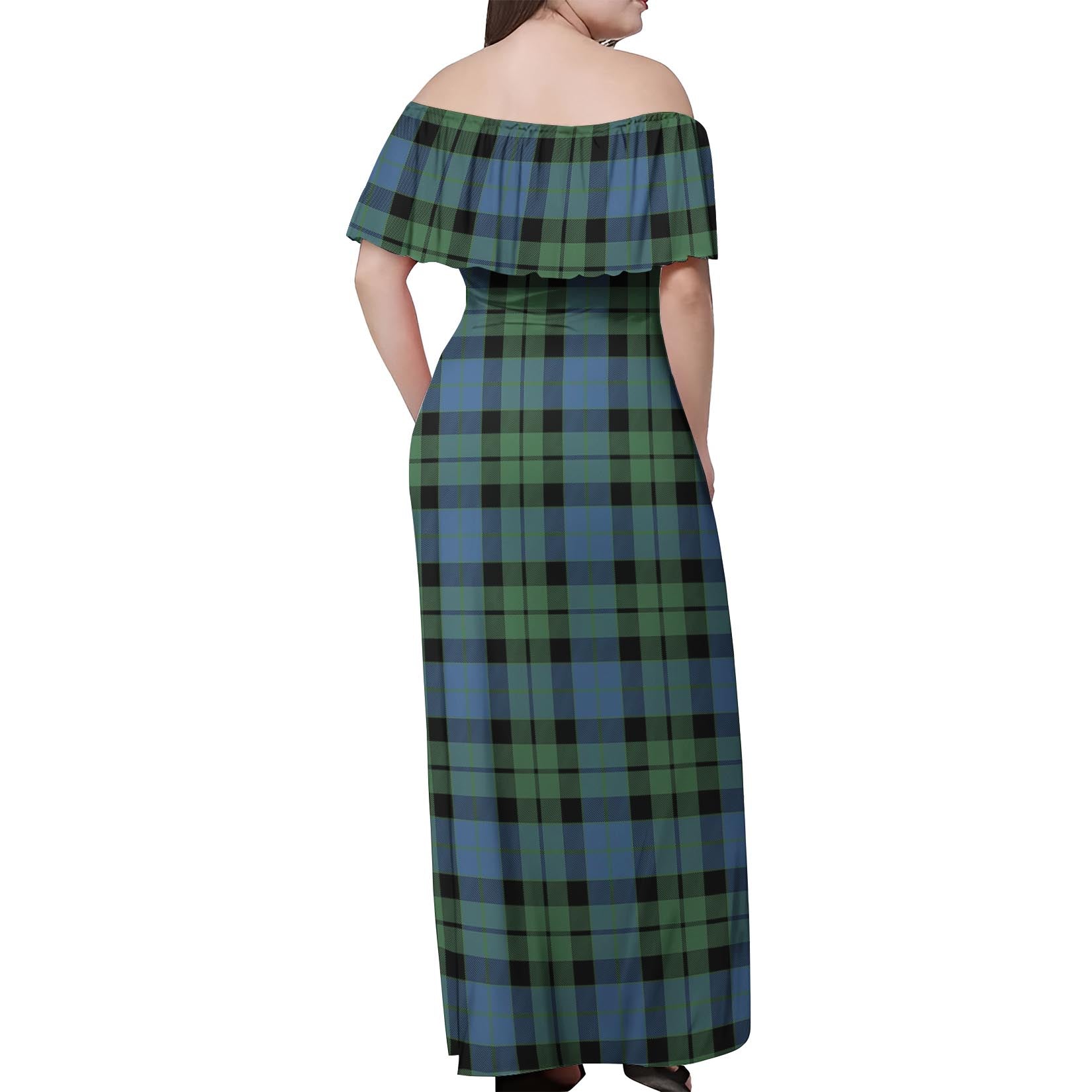 MacKay Ancient Tartan Off Shoulder Long Dress - Tartanvibesclothing