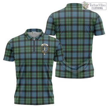 MacKay Ancient Tartan Zipper Polo Shirt with Family Crest