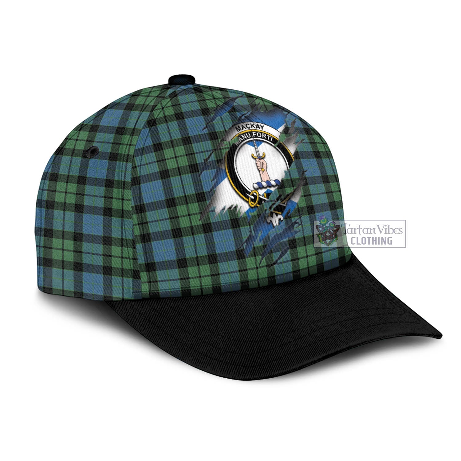 Tartan Vibes Clothing MacKay Ancient Tartan Classic Cap with Family Crest In Me Style