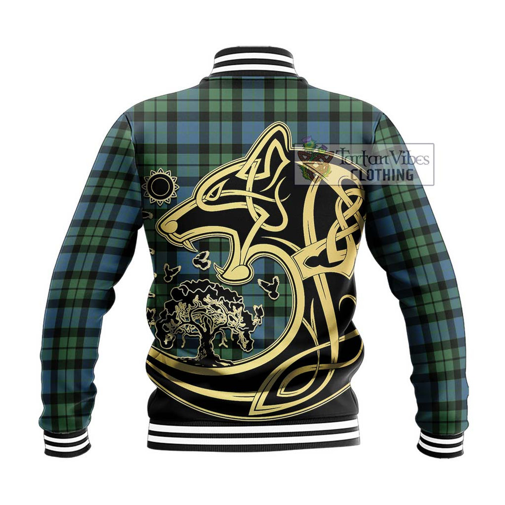 MacKay Ancient Tartan Baseball Jacket with Family Crest Celtic Wolf Style - Tartan Vibes Clothing