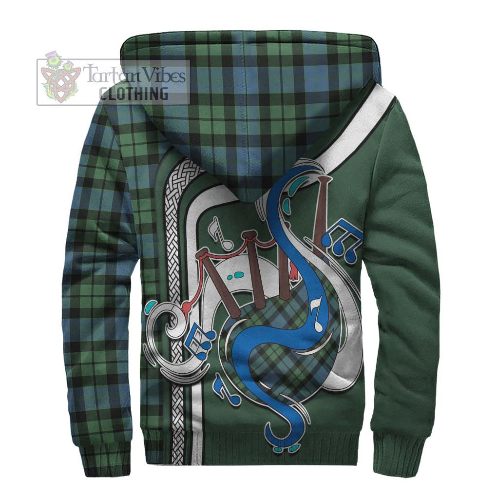 MacKay Ancient Tartan Sherpa Hoodie with Epic Bagpipe Style - Tartanvibesclothing Shop