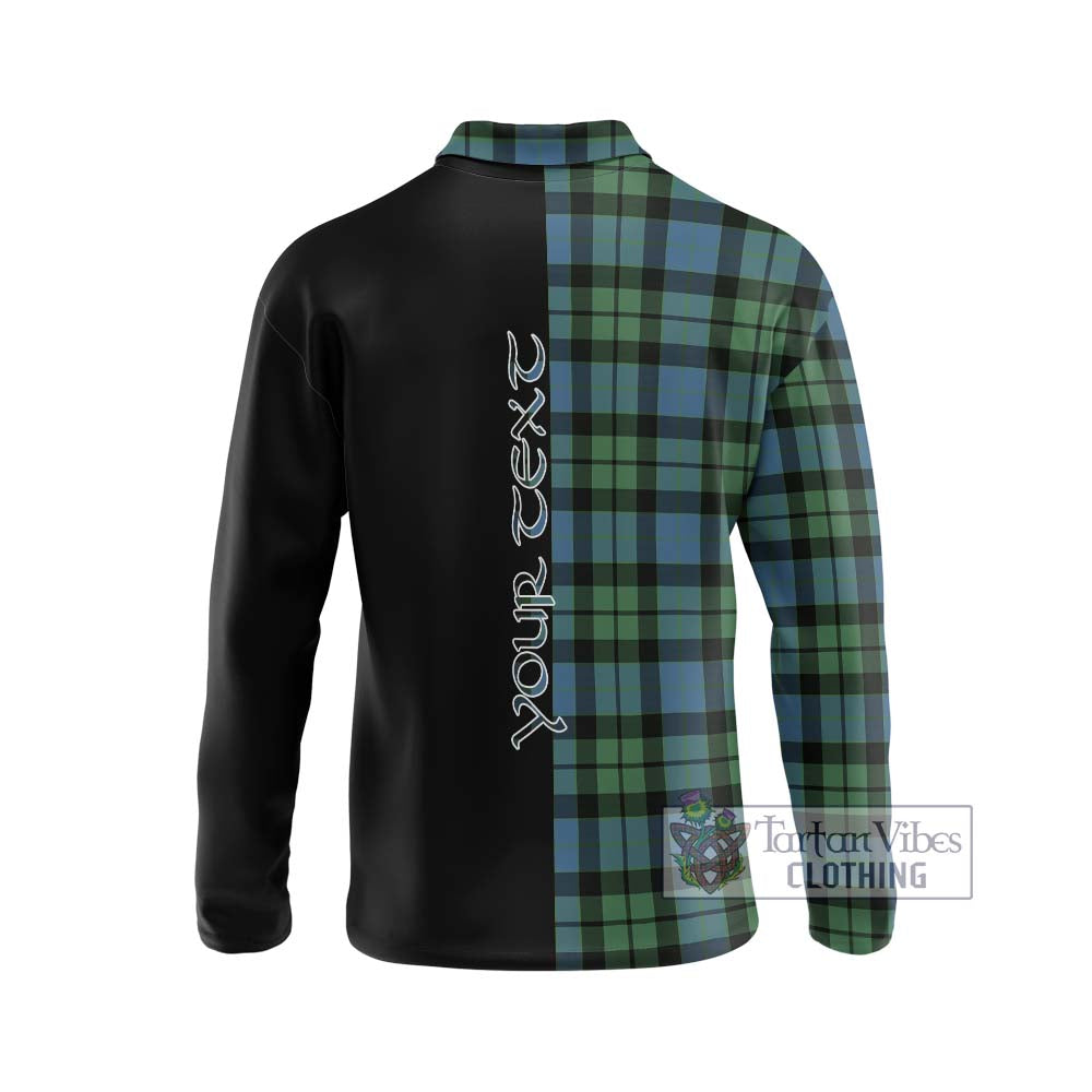 MacKay Ancient Tartan Long Sleeve Polo Shirt with Family Crest and Half Of Me Style - Tartanvibesclothing Shop