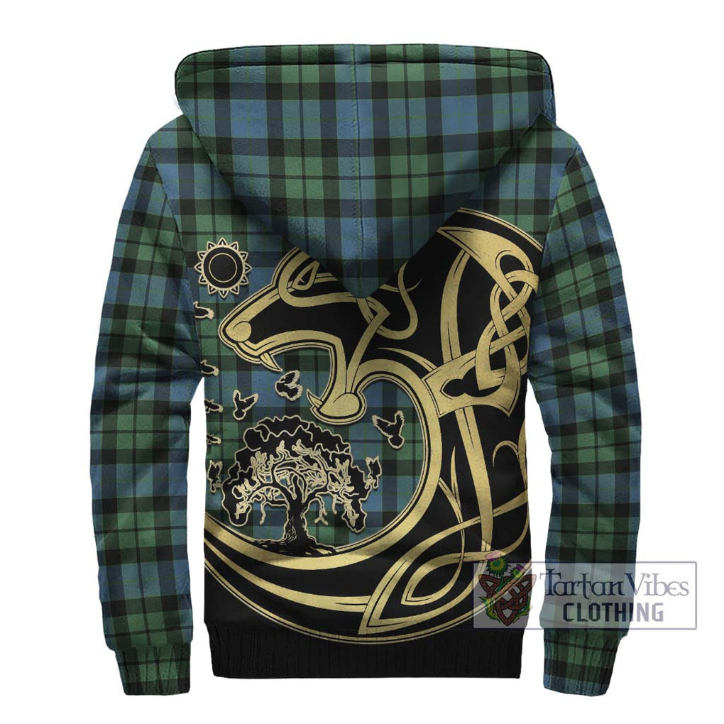 MacKay Ancient Tartan Sherpa Hoodie with Family Crest Celtic Wolf Style - Tartan Vibes Clothing