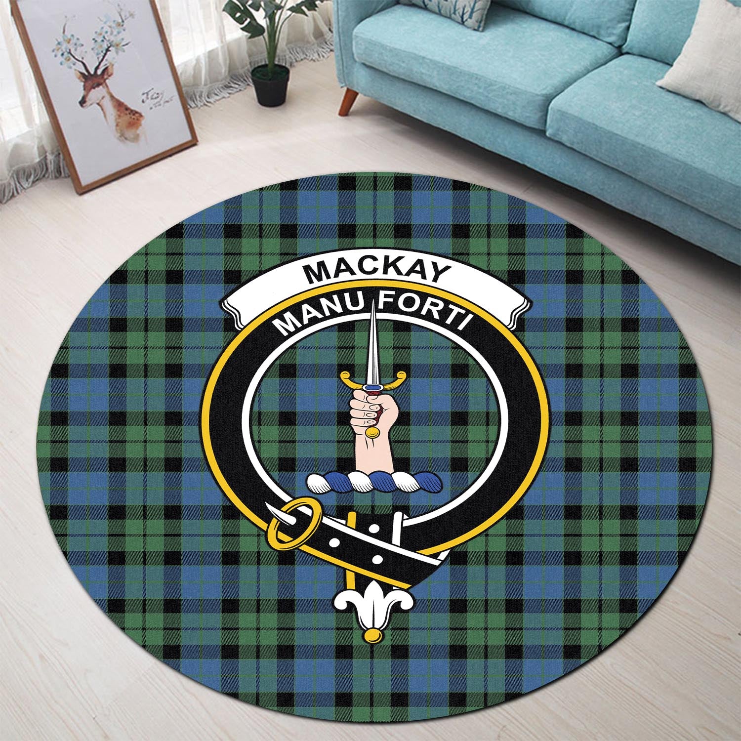 mackay-ancient-tartan-round-rug-with-family-crest