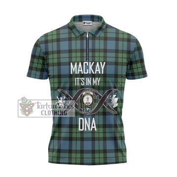 MacKay Ancient Tartan Zipper Polo Shirt with Family Crest DNA In Me Style