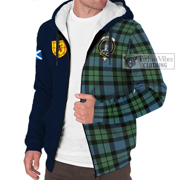 MacKay Ancient Tartan Sherpa Hoodie Alba with Scottish Lion Royal Arm Half Style