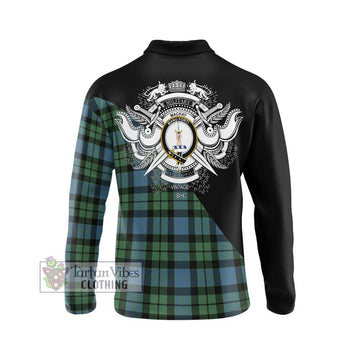 MacKay Ancient Tartan Long Sleeve Polo Shirt with Family Crest and Military Logo Style