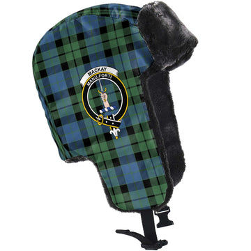 MacKay Ancient Tartan Winter Trapper Hat with Family Crest