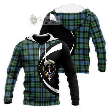 MacKay Ancient Tartan Knitted Hoodie with Family Crest Circle Style