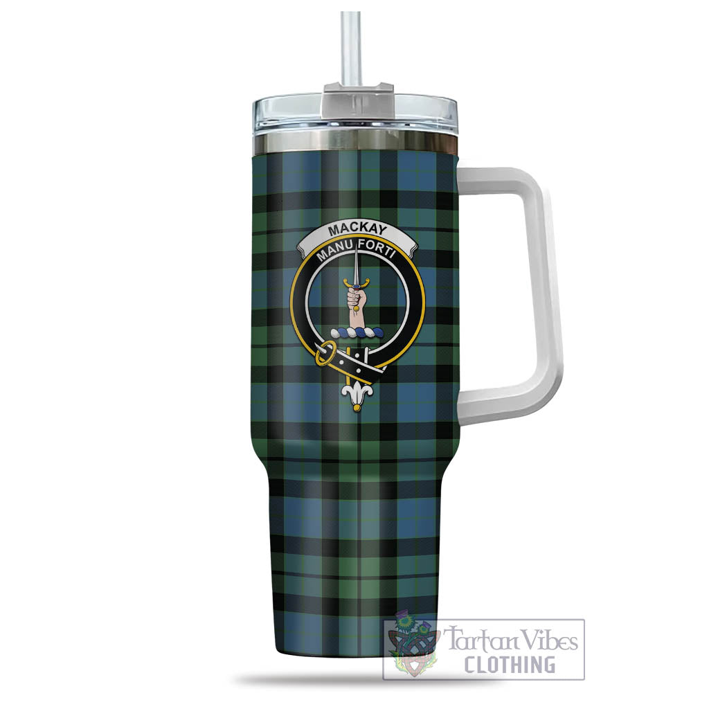 Tartan Vibes Clothing MacKay Ancient Tartan and Family Crest Tumbler with Handle