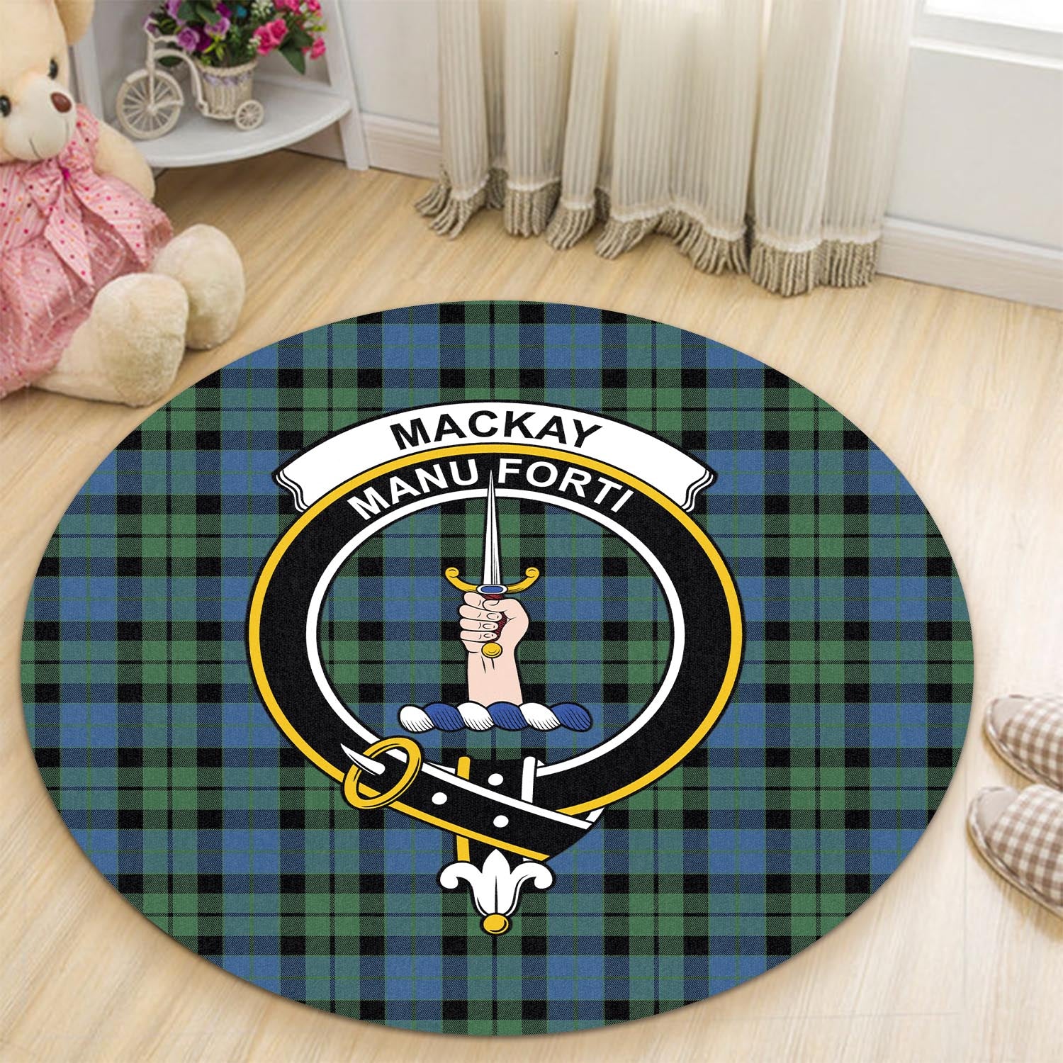 mackay-ancient-tartan-round-rug-with-family-crest