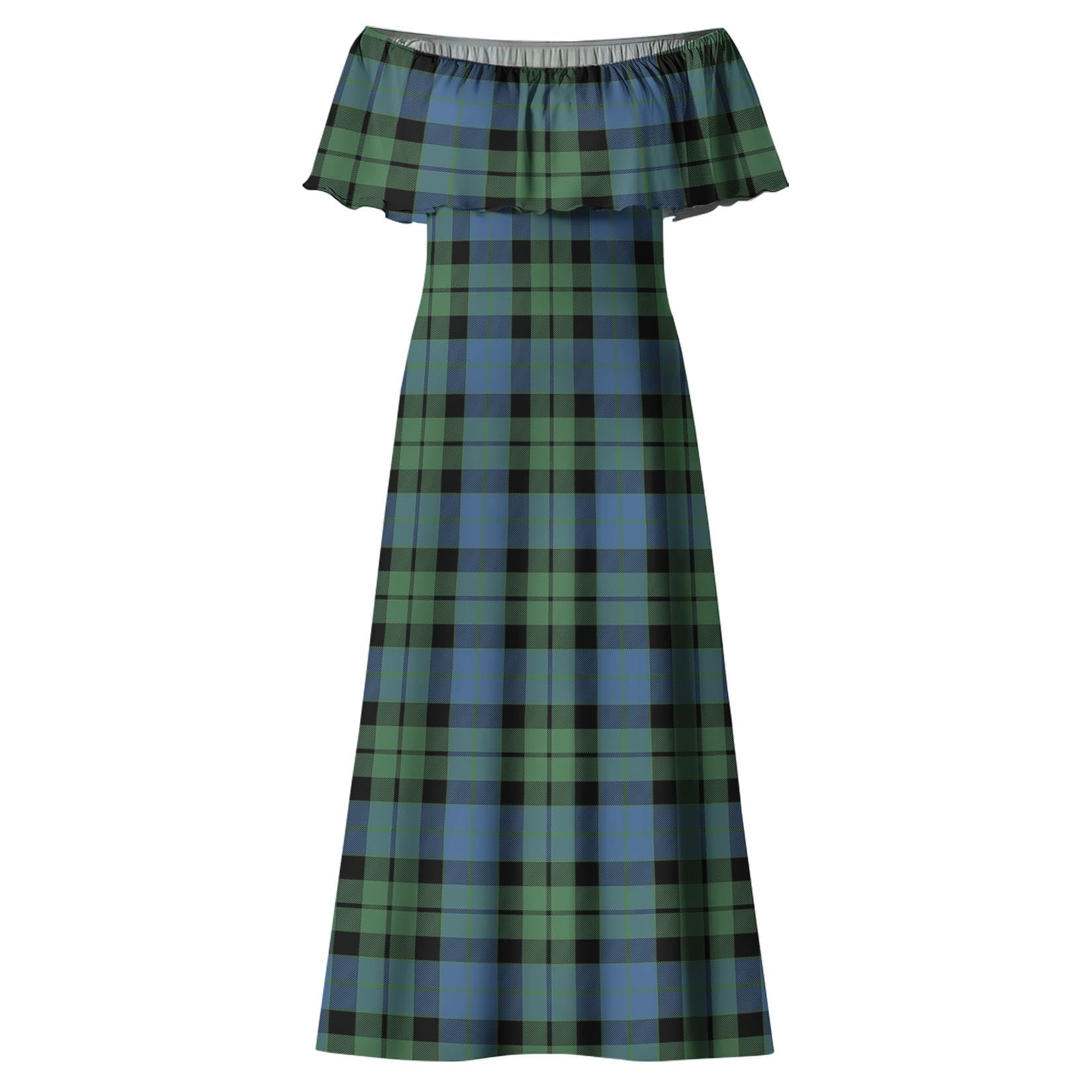 MacKay Ancient Tartan Off Shoulder Long Dress - Tartanvibesclothing