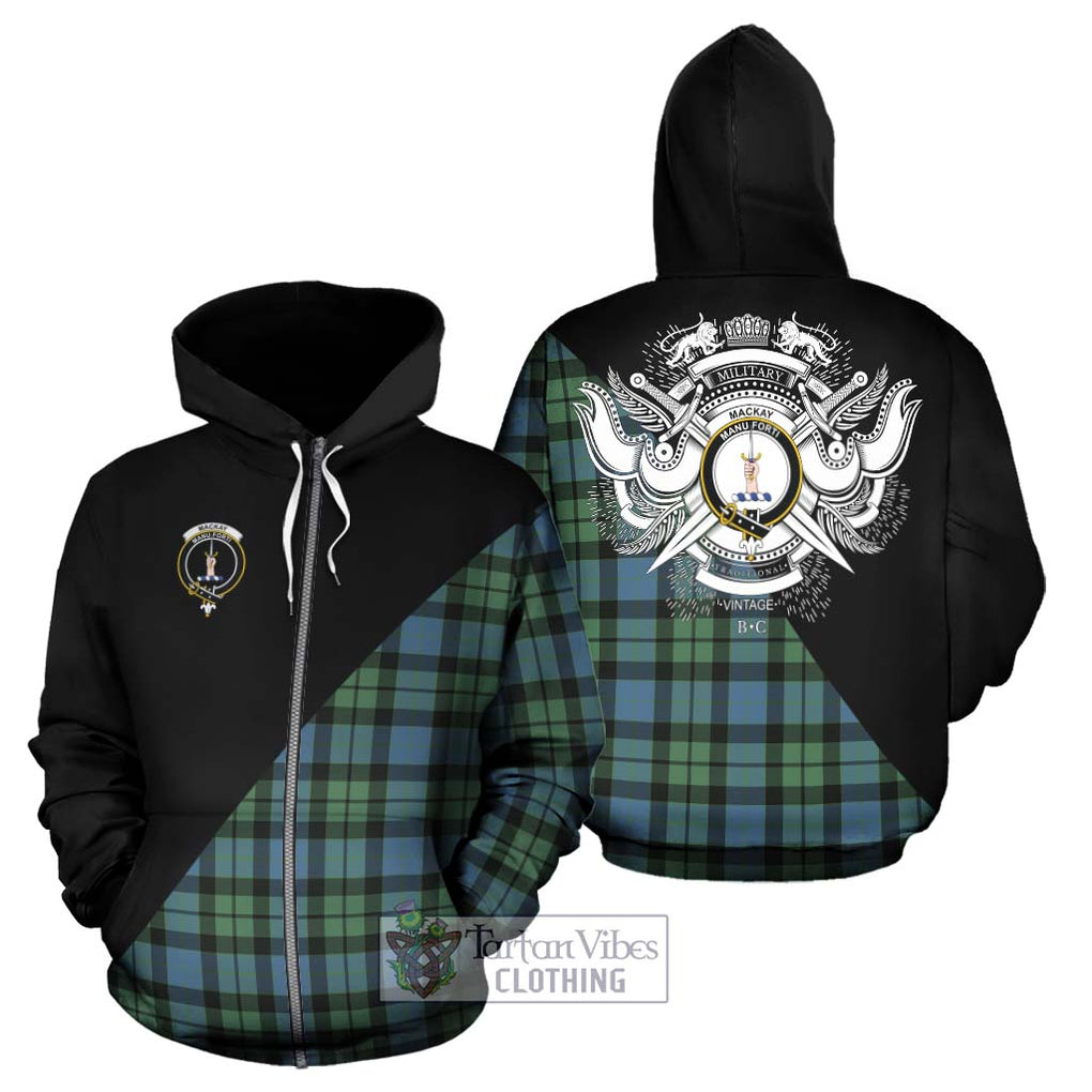 MacKay Ancient Tartan Hoodie with Family Crest and Military Logo Style - Tartanvibesclothing Shop