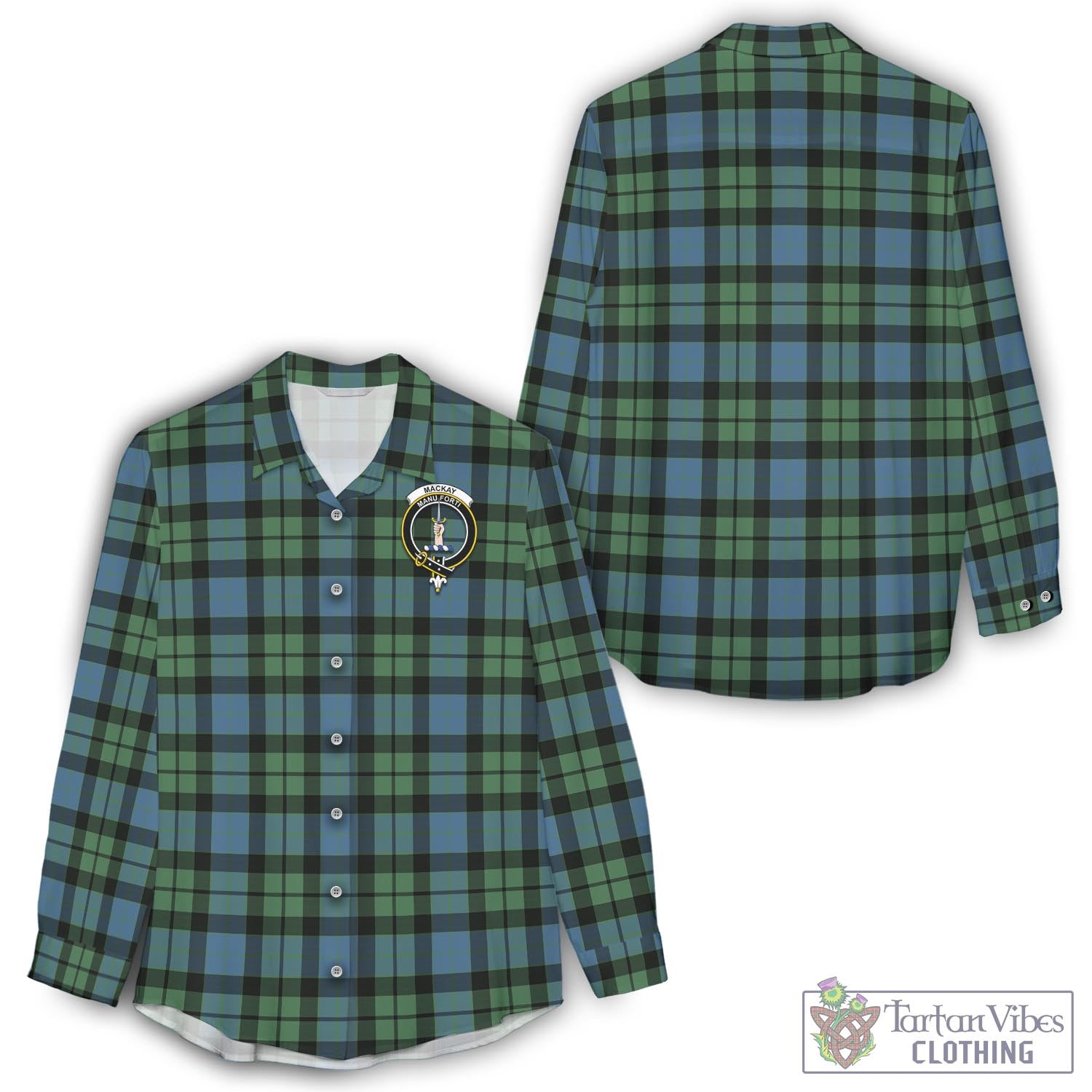 Tartan Vibes Clothing MacKay Ancient Tartan Womens Casual Shirt with Family Crest