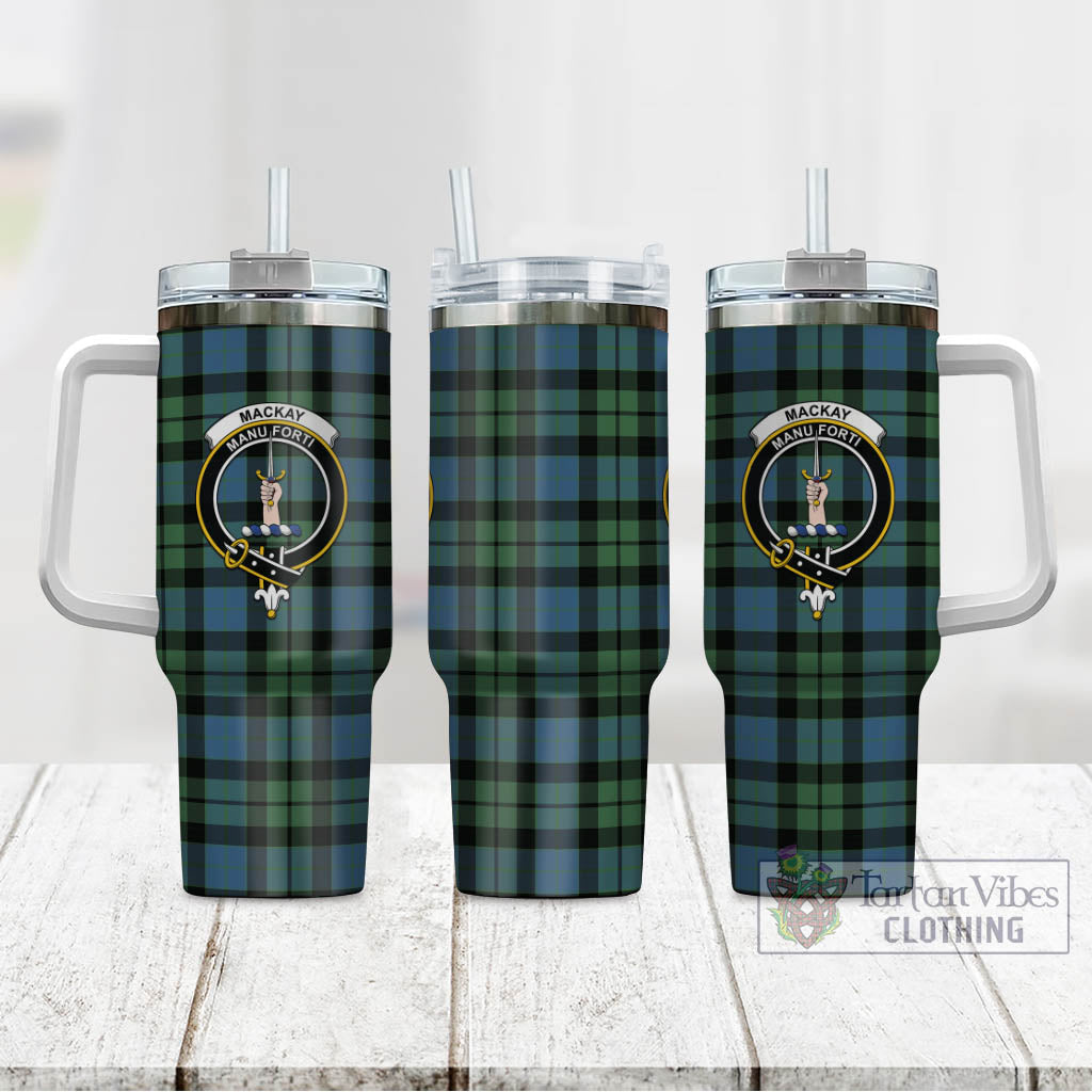 Tartan Vibes Clothing MacKay Ancient Tartan and Family Crest Tumbler with Handle