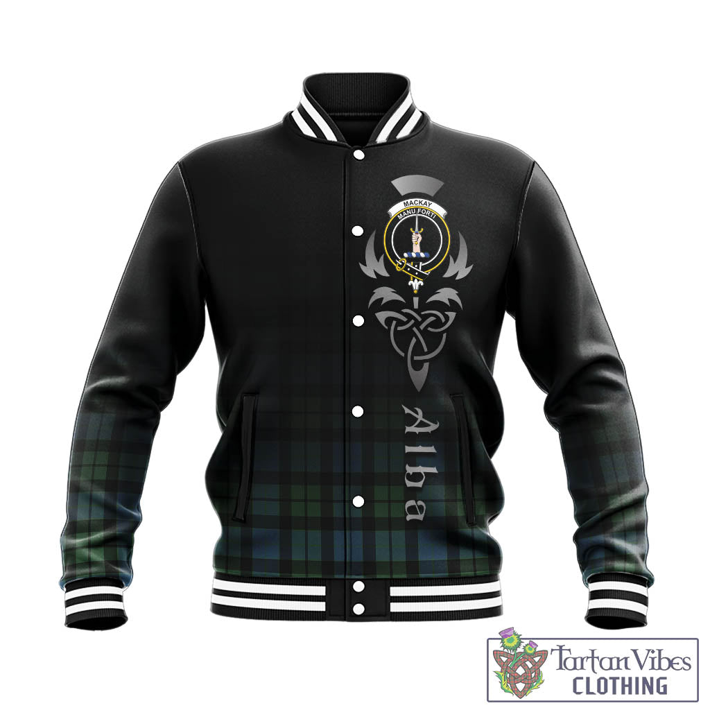 Tartan Vibes Clothing MacKay Ancient Tartan Baseball Jacket Featuring Alba Gu Brath Family Crest Celtic Inspired