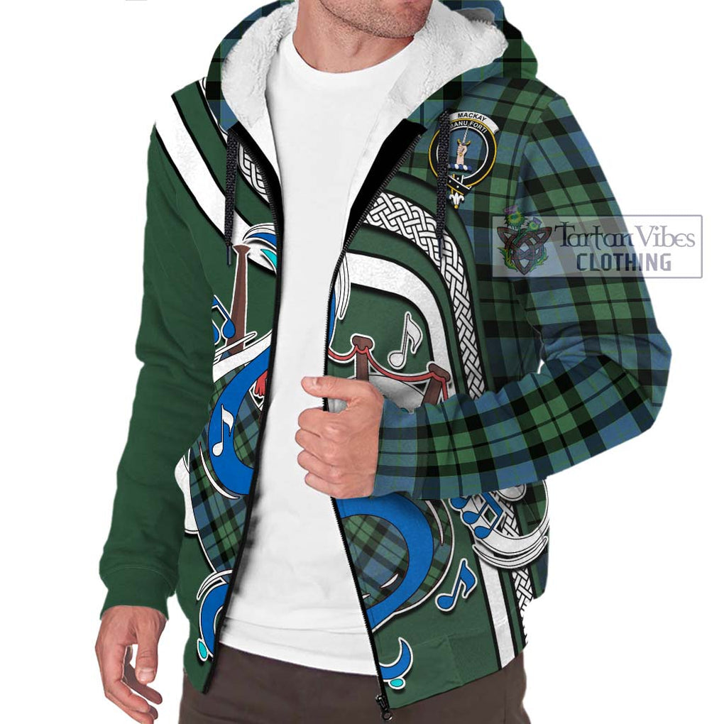 MacKay Ancient Tartan Sherpa Hoodie with Epic Bagpipe Style Unisex - Tartanvibesclothing Shop