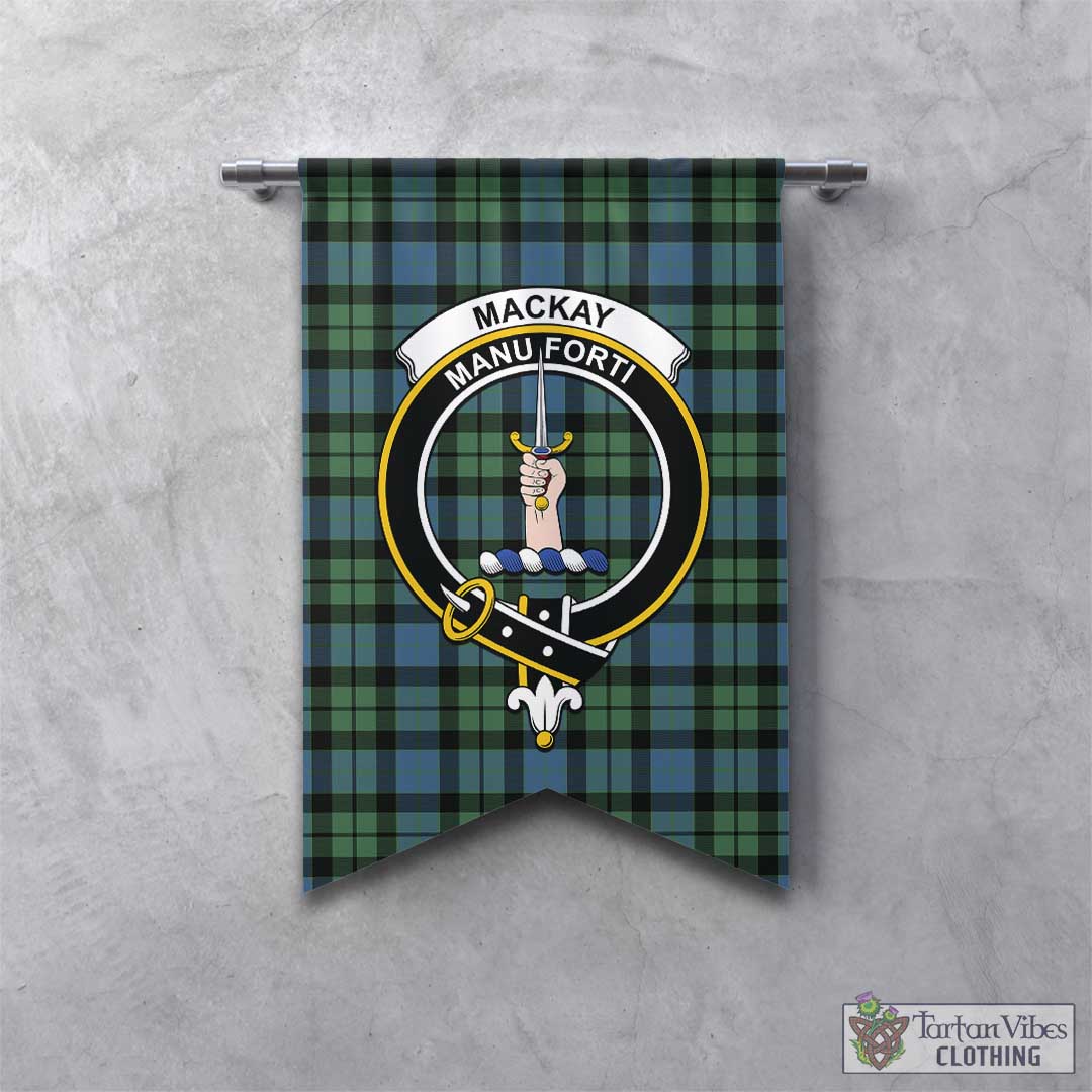 Tartan Vibes Clothing MacKay Ancient Tartan Gonfalon, Tartan Banner with Family Crest