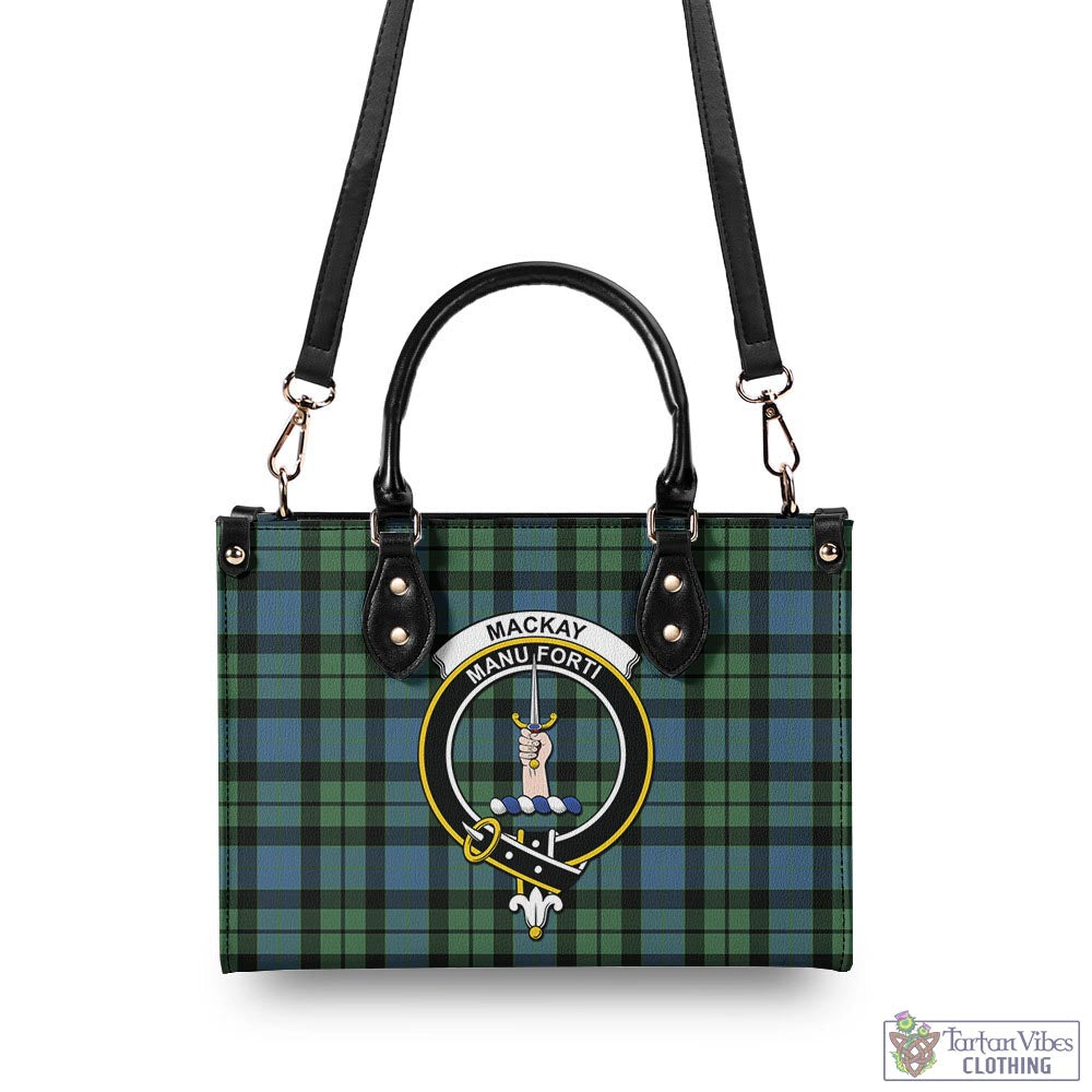 Tartan Vibes Clothing MacKay Ancient Tartan Luxury Leather Handbags with Family Crest