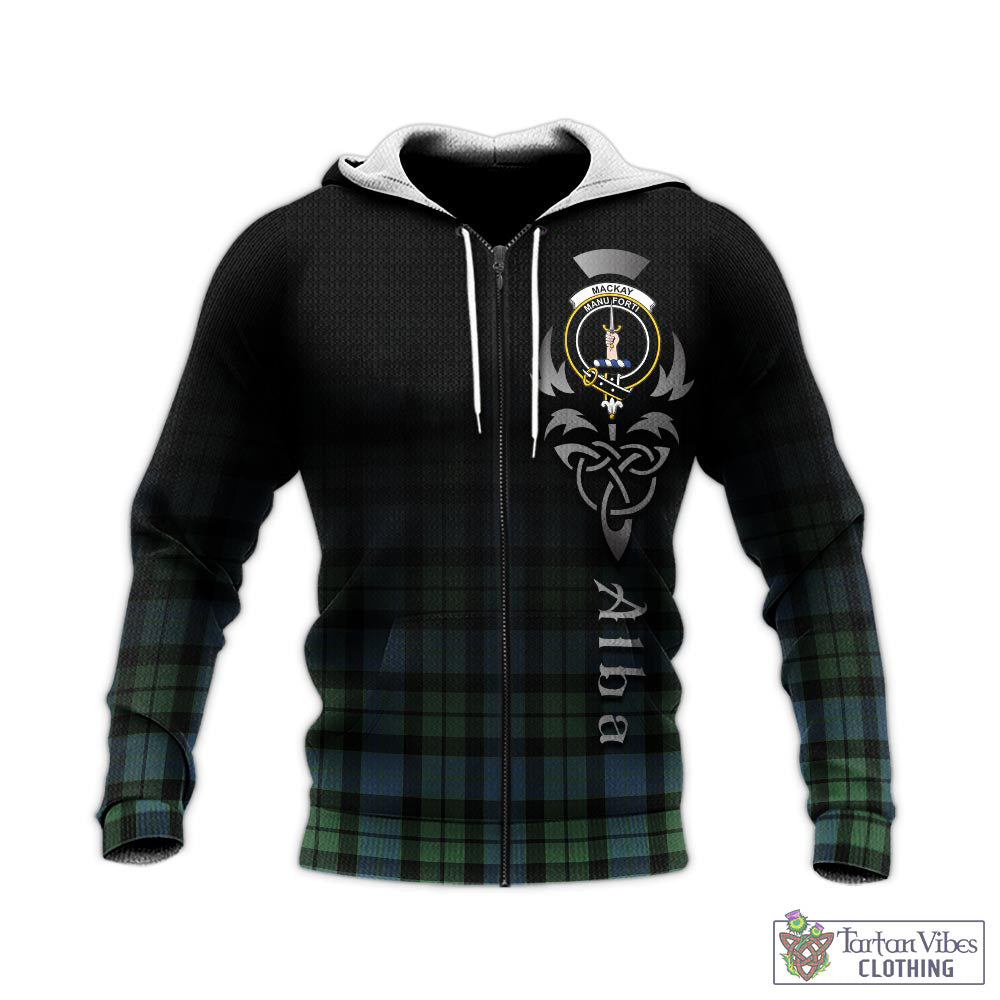 Tartan Vibes Clothing MacKay Ancient Tartan Knitted Hoodie Featuring Alba Gu Brath Family Crest Celtic Inspired